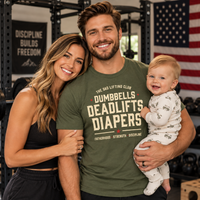 Load image into Gallery viewer, The Dad Lifting Club — Dumbbells, Deadlifts &amp; Diapers Premium Crewneck   T-shirt
