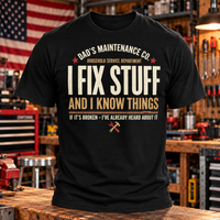 Load image into Gallery viewer, Dad's Maintenance Co. - I Fix Stuff And I Know Things  Premium Crewneck T-shirt