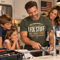 Load image into Gallery viewer, Dad's Maintenance Co. - I Fix Stuff And I Know Things  Premium Crewneck T-shirt
